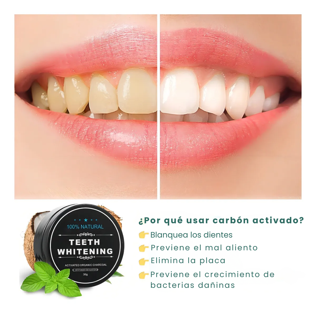 Carbón Activado de Coco para Blanqueamiento Dental