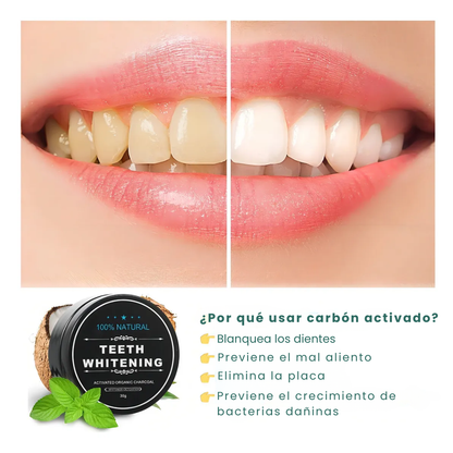 Carbón Activado de Coco para Blanqueamiento Dental